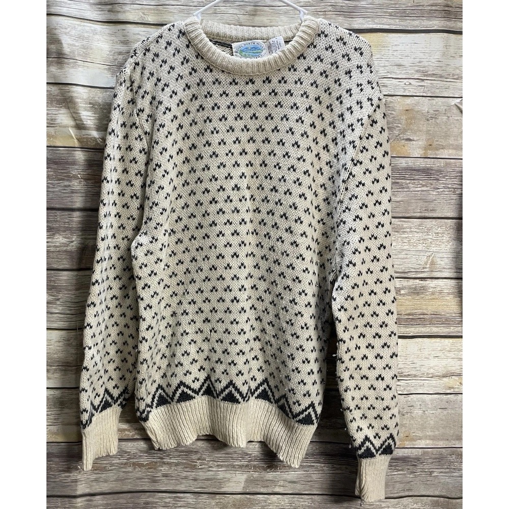 ROYAL NORTH MILLS Men's Large‎ Wool Blend Pullover Sweater  Nordic Ski 90's EUC